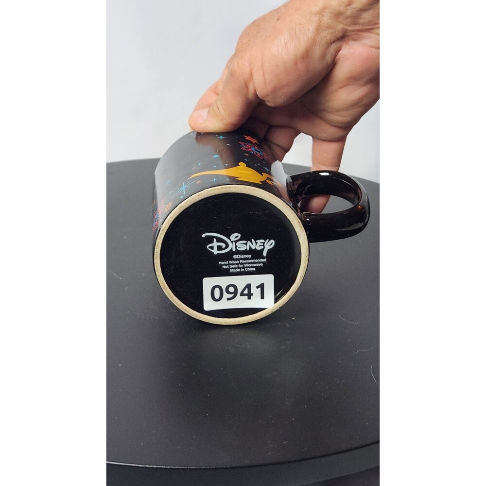 Disney Aladdin Magic Lamp And Genie Ceramic Black Mug Cup Limited RARE - Picture 4 of 4
